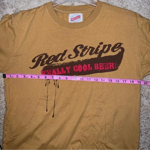 Red Stripe Really Cool Beer Mustard Yellow T-shirt Size Medium - Picture 3 of 8